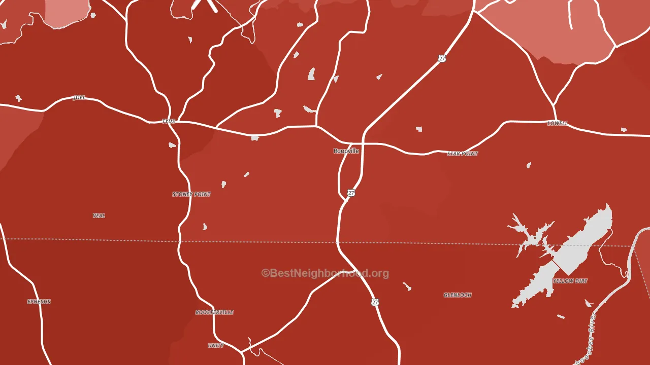 Roopville, GA block-group political-lean map