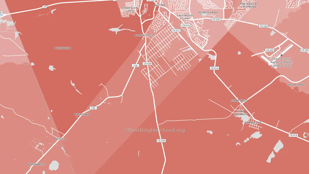 Roosevelt City, NJ block-group political-lean map