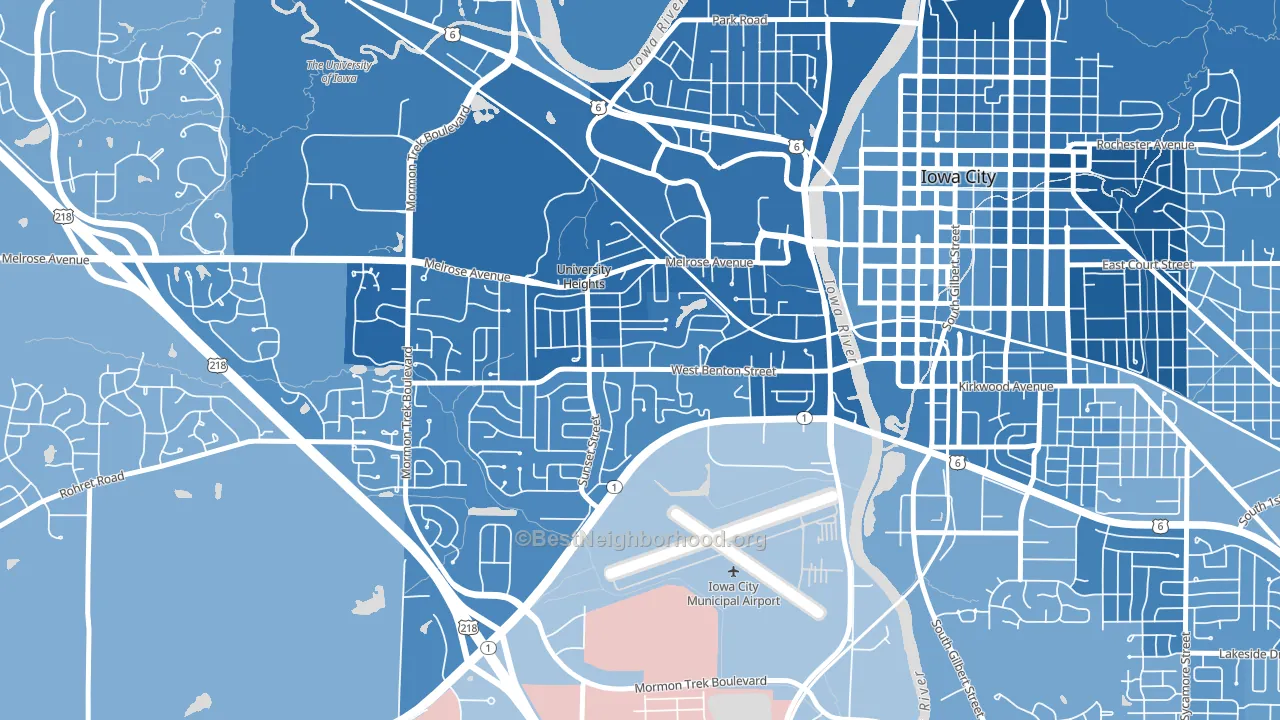 Roosevelt, Iowa City, IA block-group political-lean map