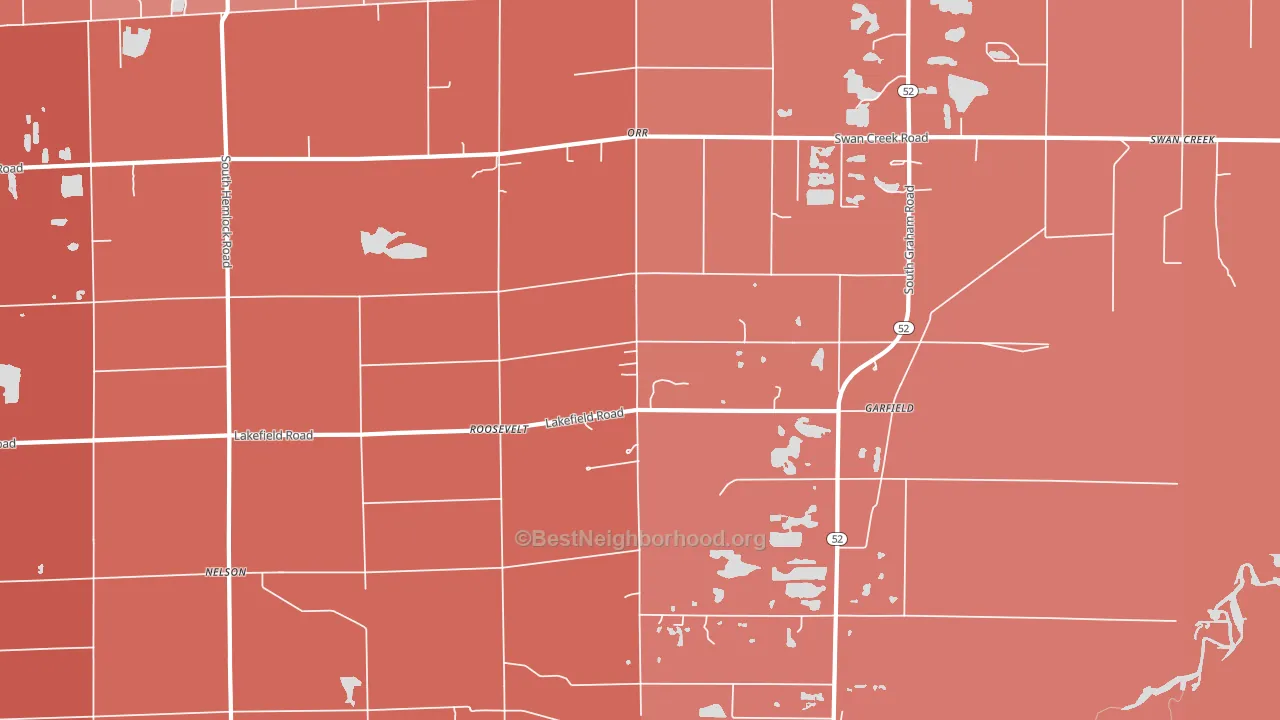 Roosevelt, MI block-group political-lean map