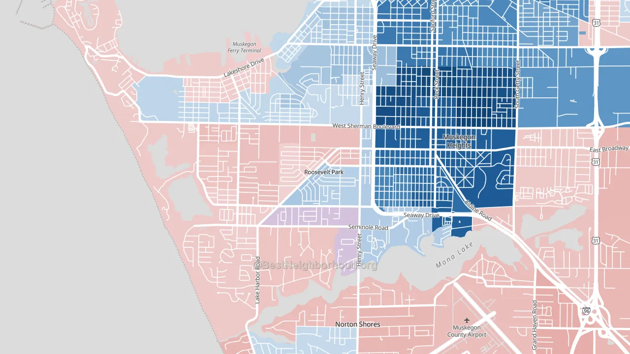 Roosevelt Park, MI block-group political-lean map