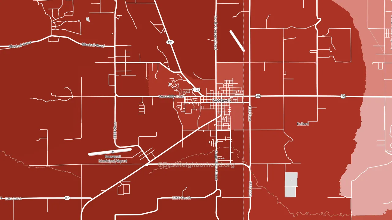 Roosevelt, UT block-group political-lean map