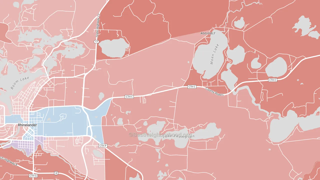 Roosevelt, WI block-group political-lean map