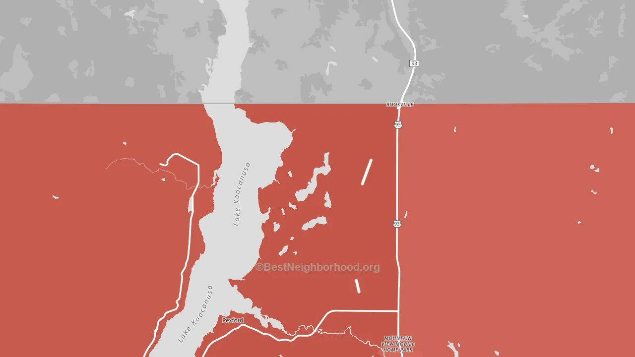 Roosville, MT block-group political-lean map