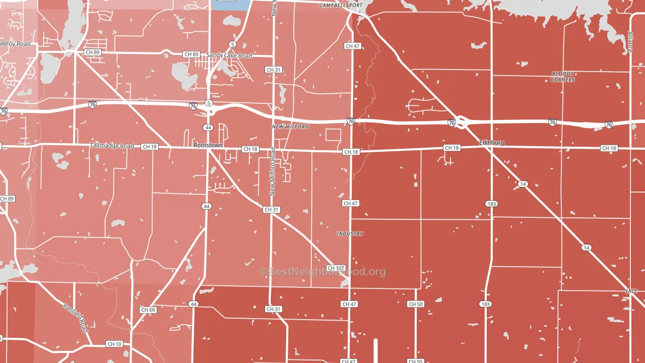 Rootstown, OH block-group political-lean map