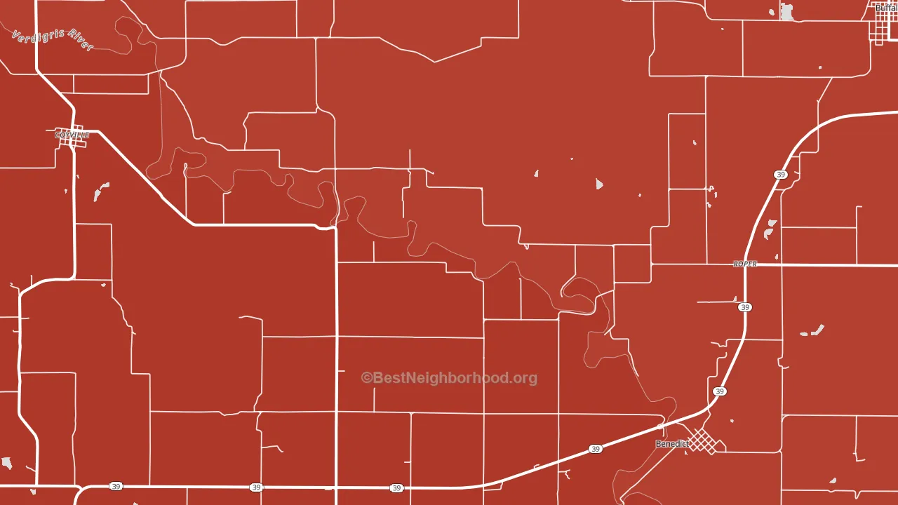 Roper, KS block-group political-lean map