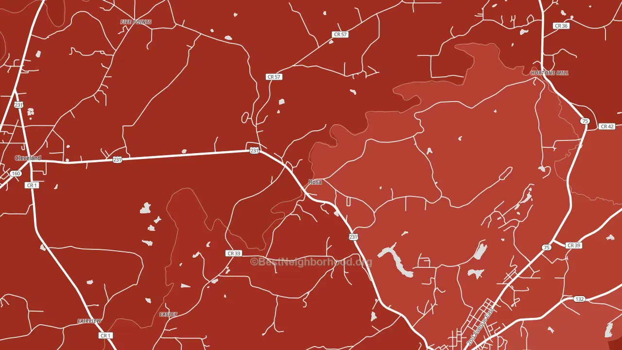 Rosa, AL block-group political-lean map