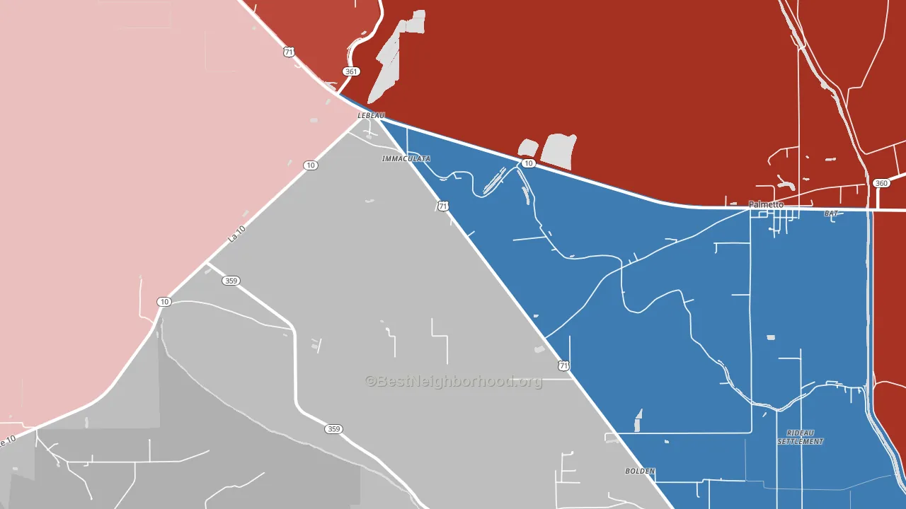 Rosa, LA block-group political-lean map