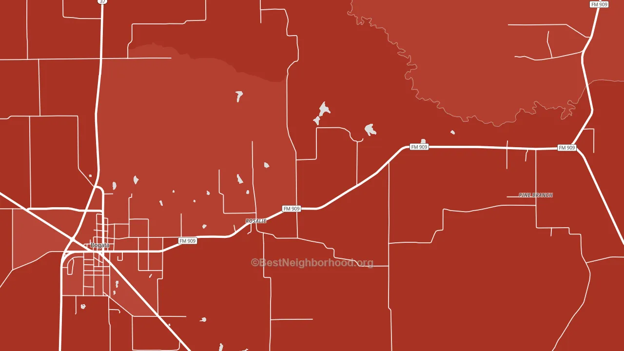 Rosalie, TX block-group political-lean map