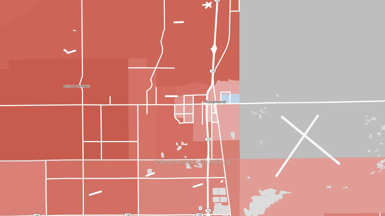 Rosamond, CA block-group political-lean map