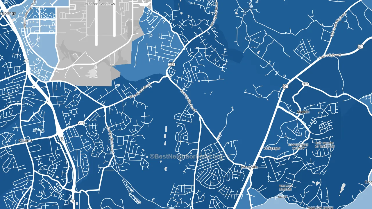 Rosaryville, MD block-group political-lean map