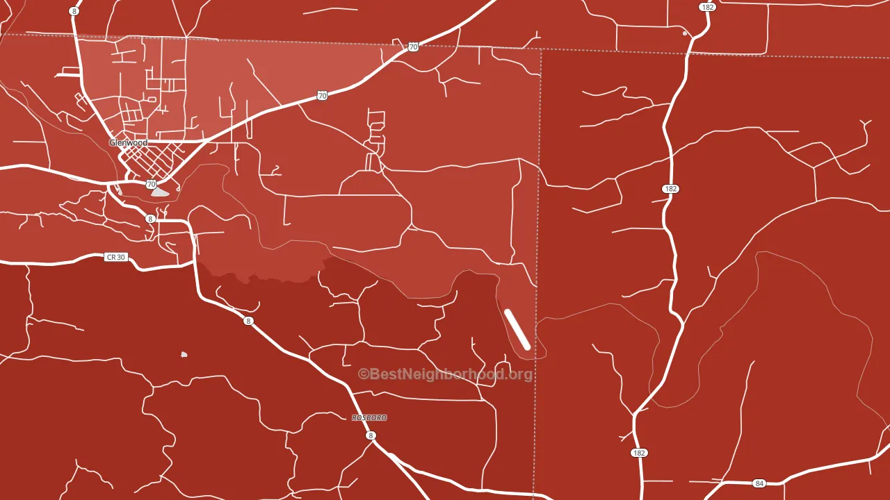 Rosboro, AR block-group political-lean map