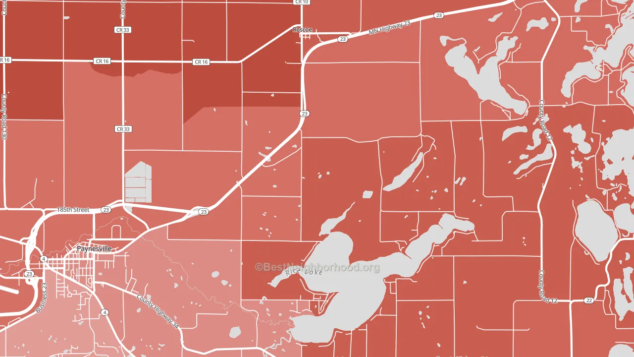 Roscoe, MN block-group political-lean map