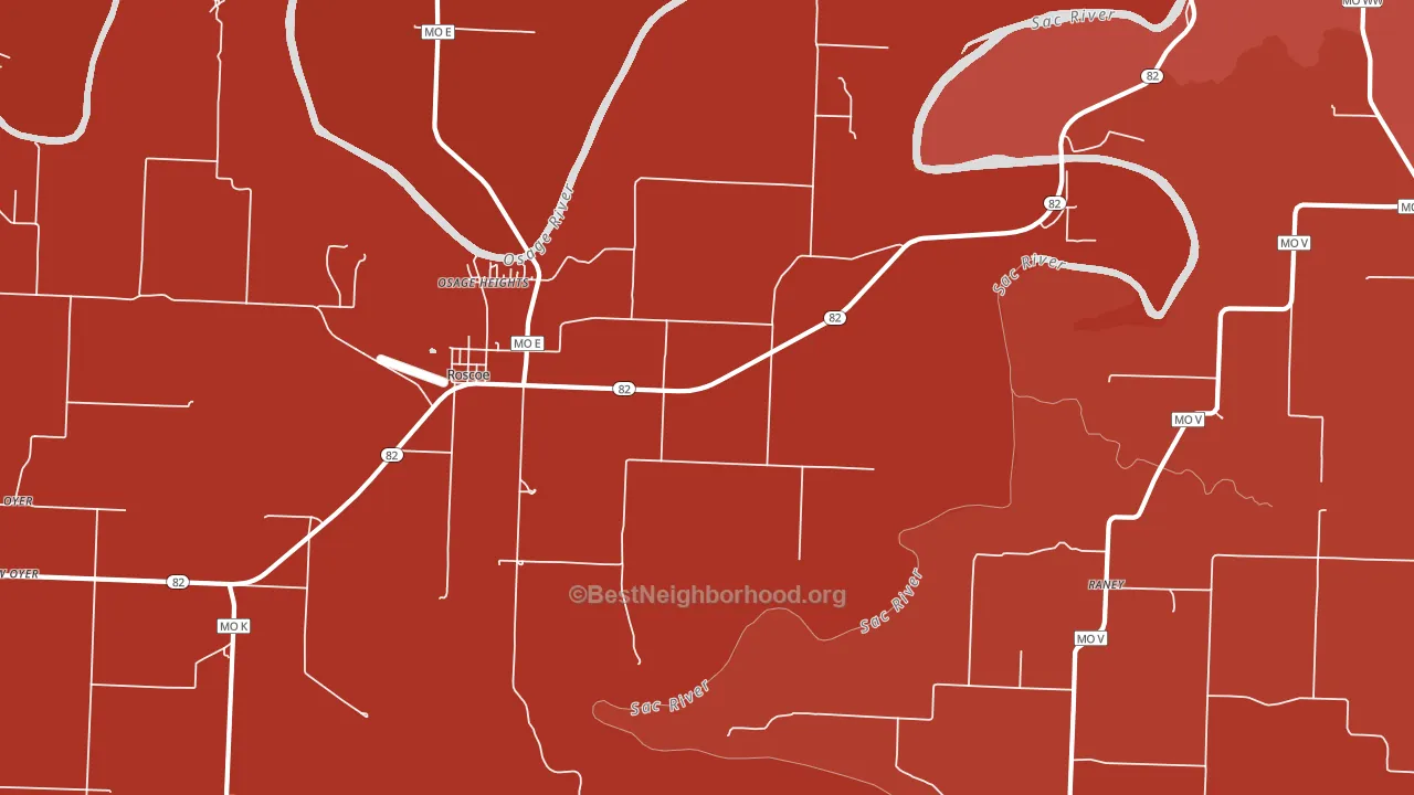 Roscoe, MO block-group political-lean map