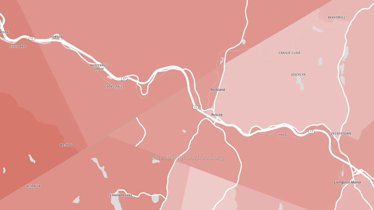 Roscoe, NY block-group political-lean map