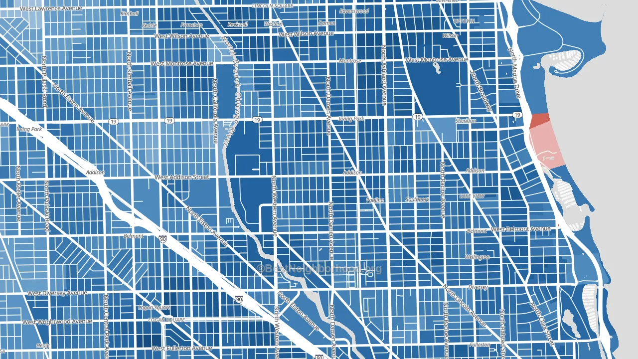 Roscoe Village, Chicago, IL block-group political-lean map