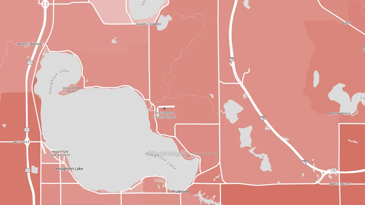 Roscommon County, MI block-group political-lean map
