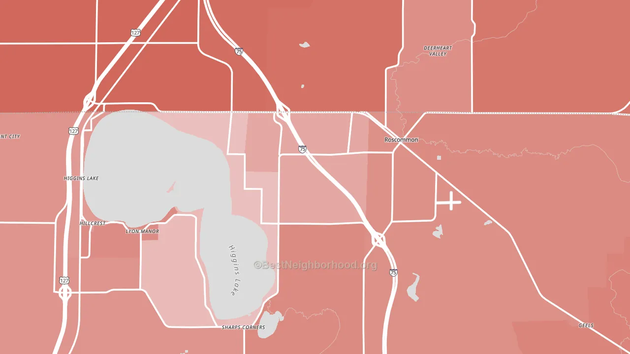 Roscommon, MI block-group political-lean map