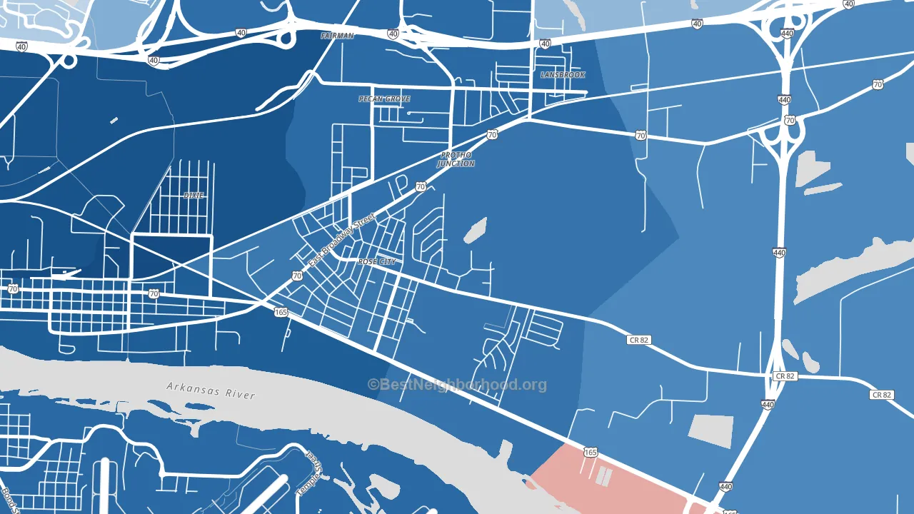 Rose City, AR block-group political-lean map