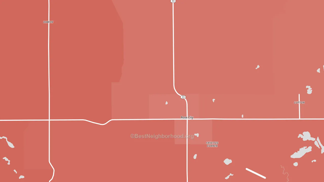 Rose City, MI block-group political-lean map