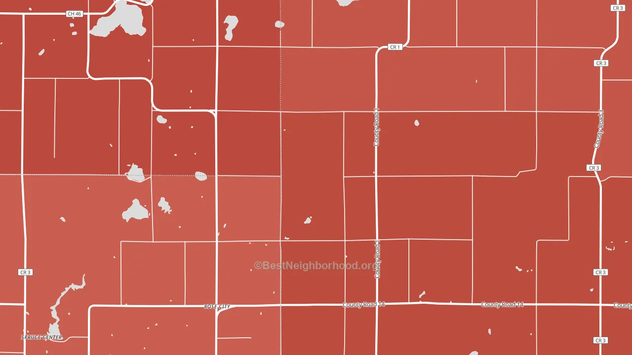 Rose City, MN block-group political-lean map