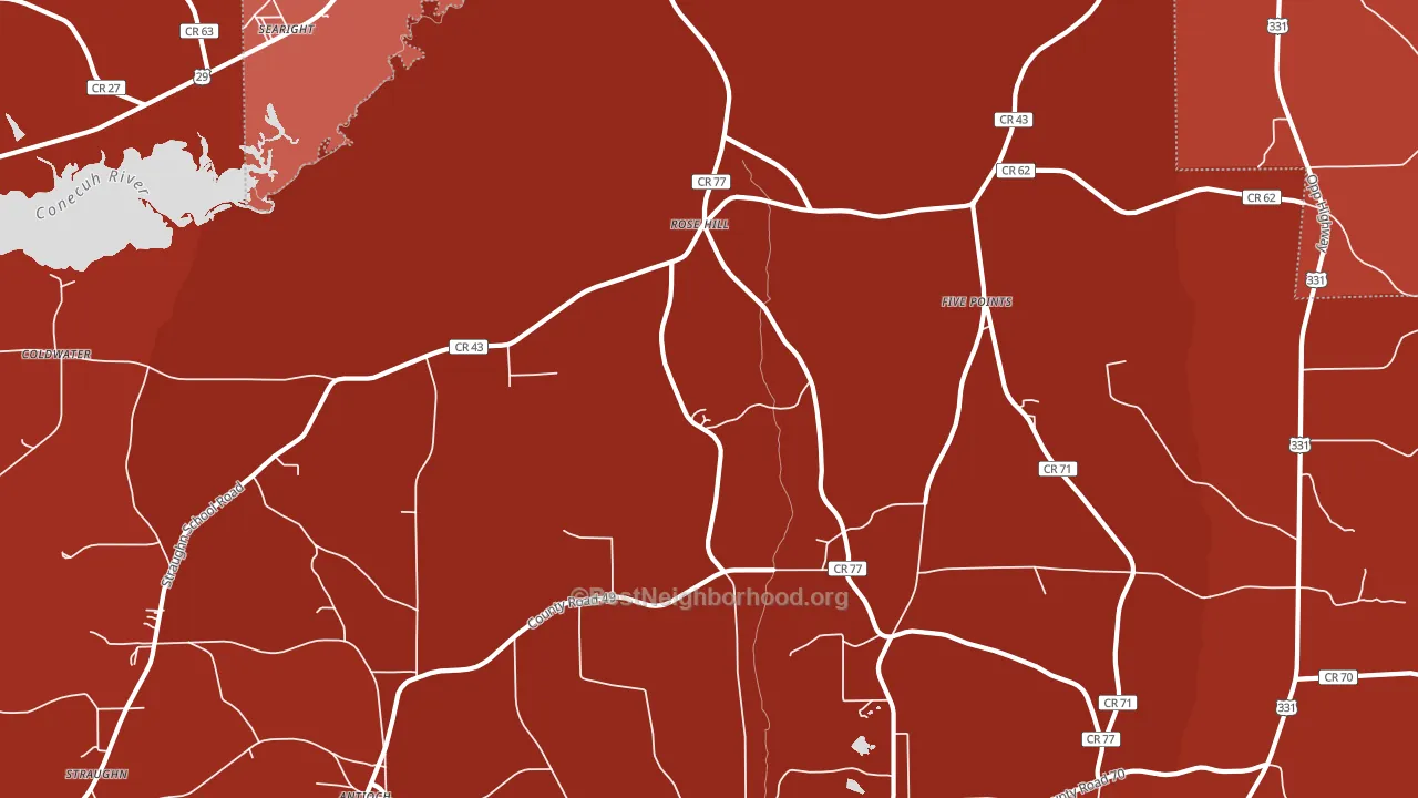 Rose Hill, AL block-group political-lean map