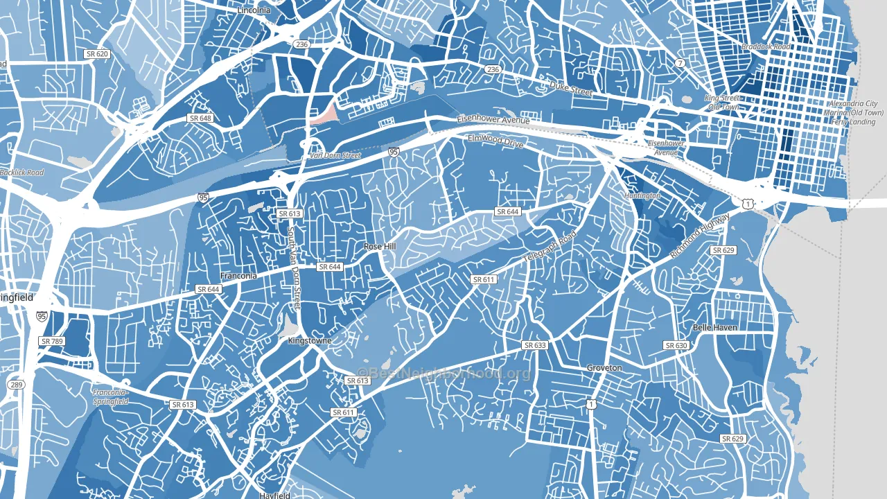 Rose Hill, Alexandria, VA block-group political-lean map