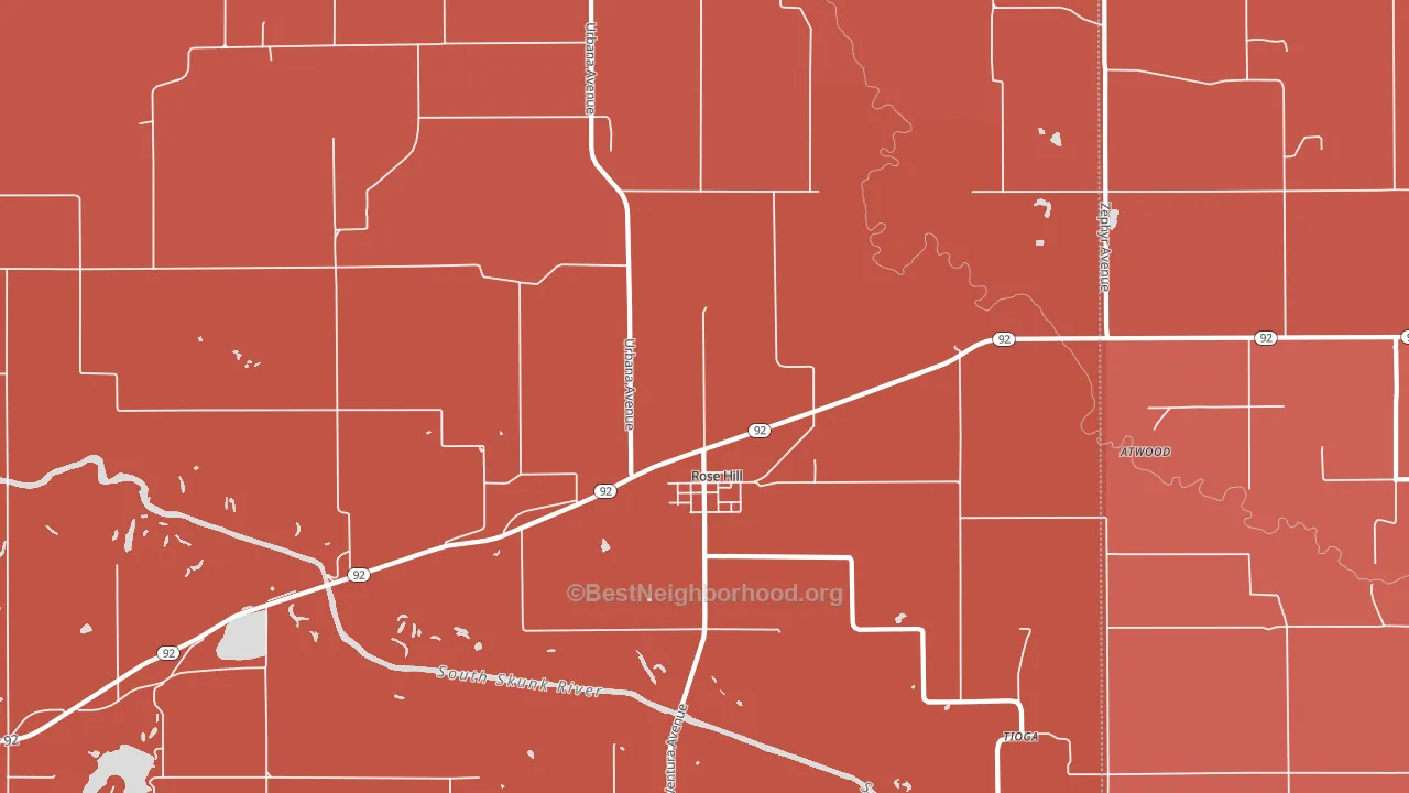 Rose Hill, IA block-group political-lean map