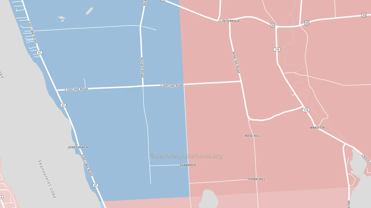 Rose Hill, NY block-group political-lean map