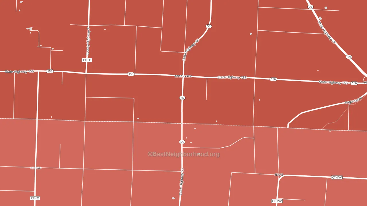 Rose Lawn, WI block-group political-lean map