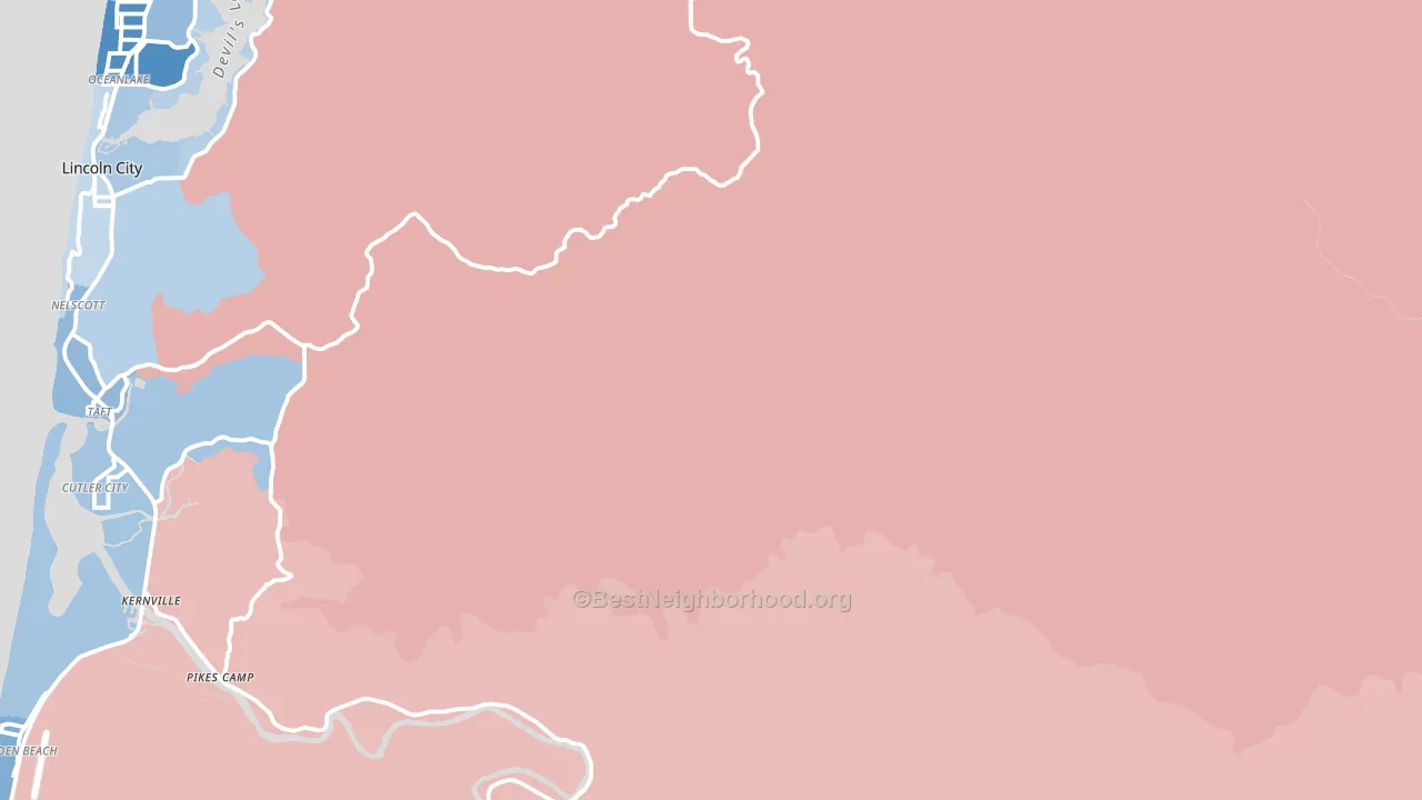 Rose Lodge, OR block-group political-lean map