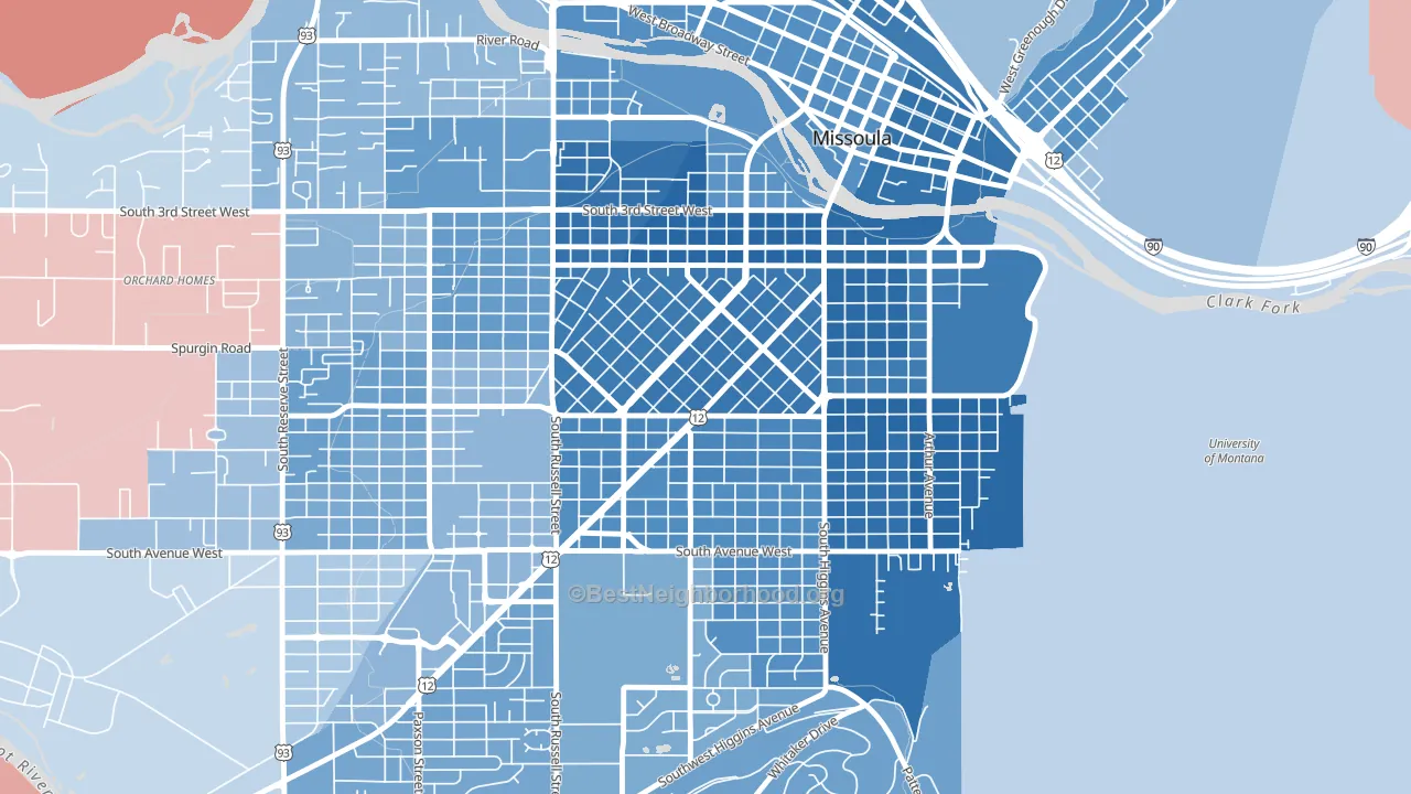 Rose Park, Missoula, MT block-group political-lean map