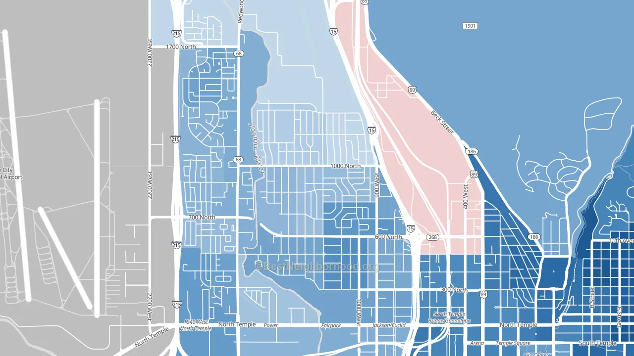 Rose Park, Salt Lake City, UT block-group political-lean map