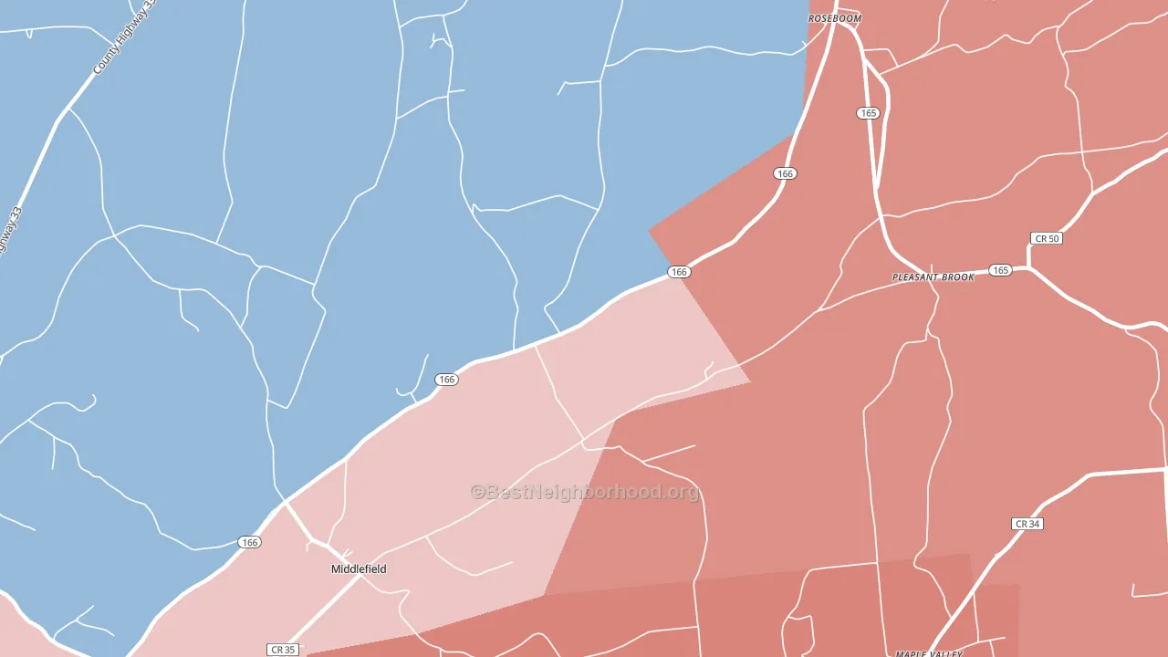 Roseboom, NY block-group political-lean map