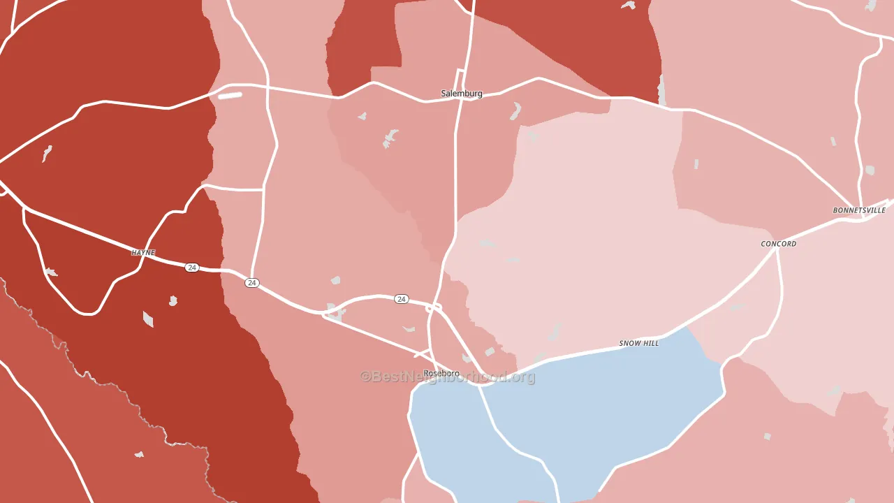 Roseboro, NC block-group political-lean map