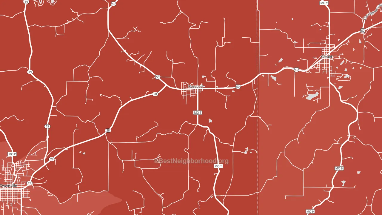 Rosebud, MO block-group political-lean map