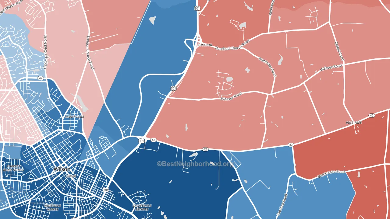 Rosebud, NC block-group political-lean map