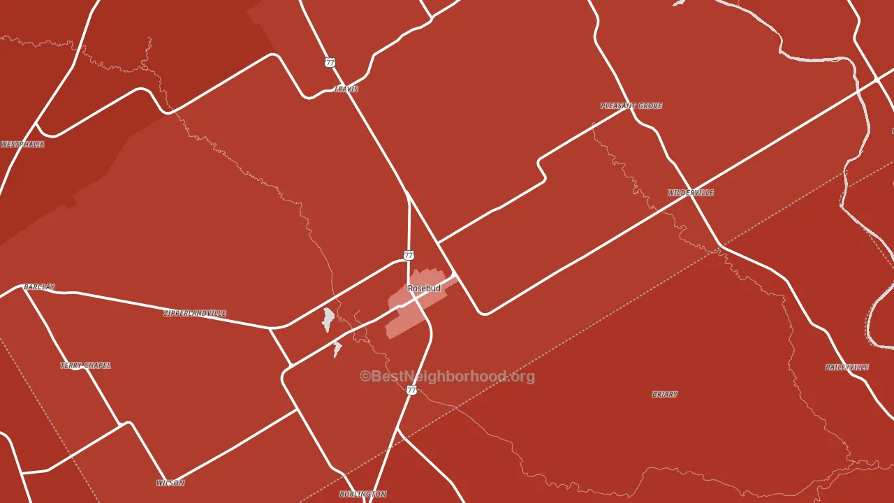 Rosebud, TX block-group political-lean map