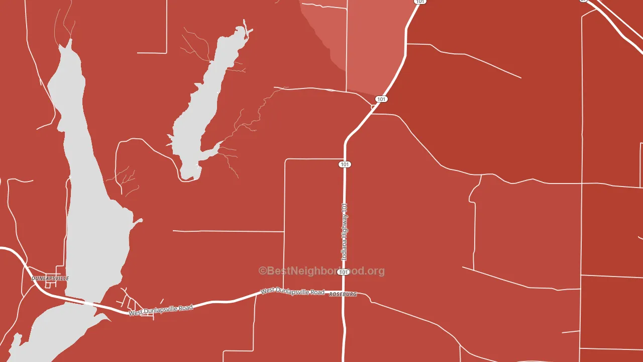 Roseburg, IN block-group political-lean map