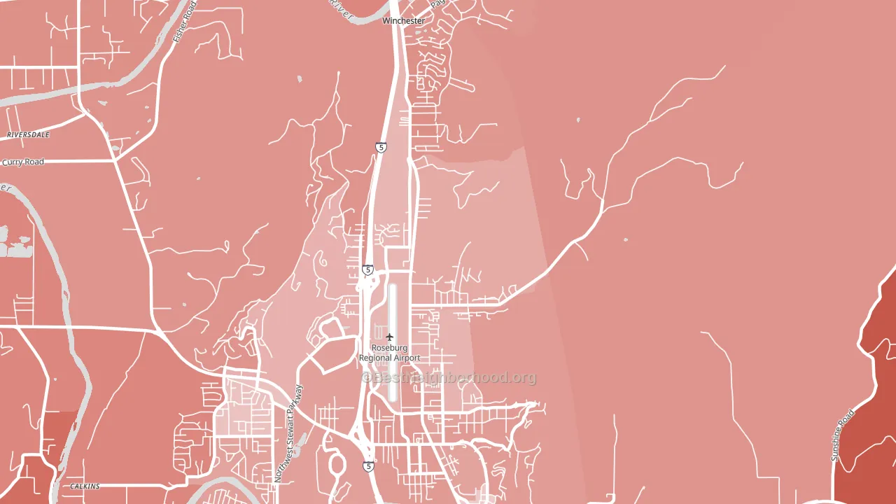 Roseburg North, OR block-group political-lean map