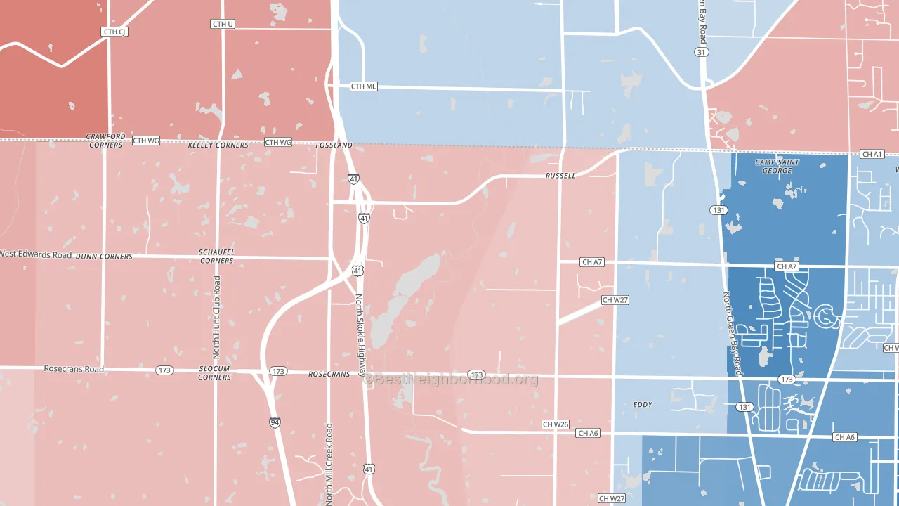 Rosecrans, IL block-group political-lean map