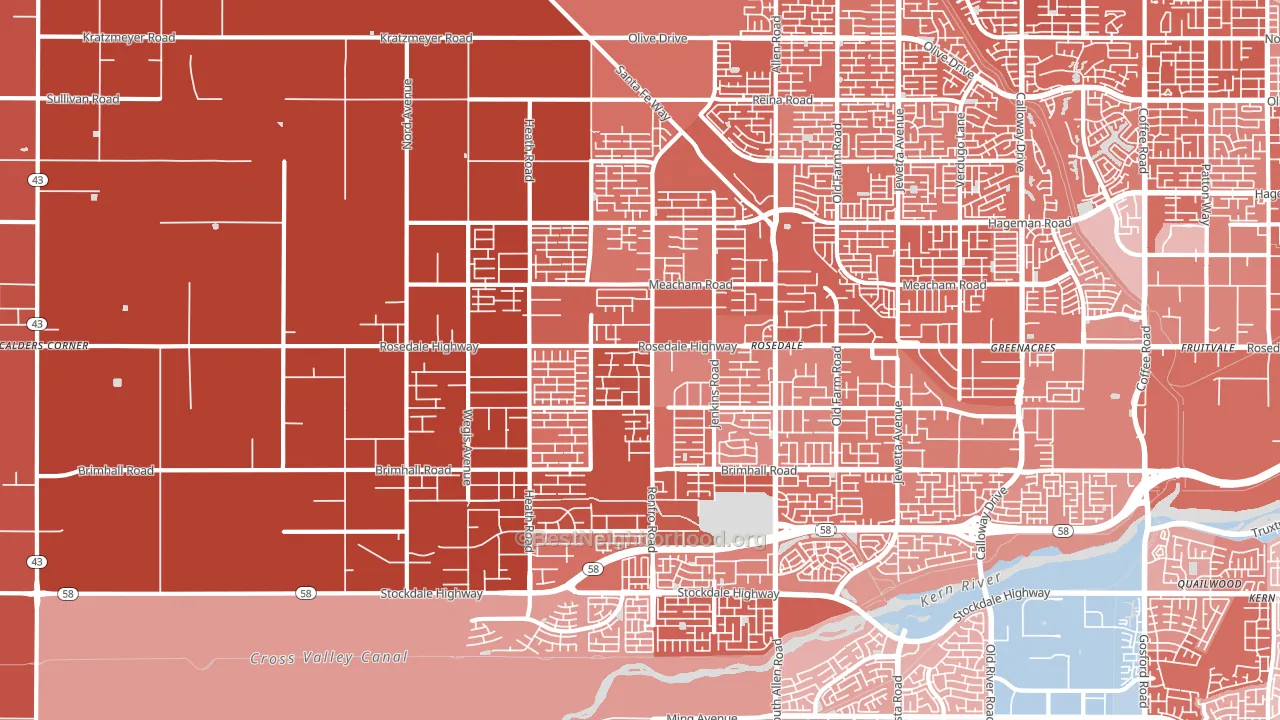 Rosedale, Bakersfield, CA block-group political-lean map