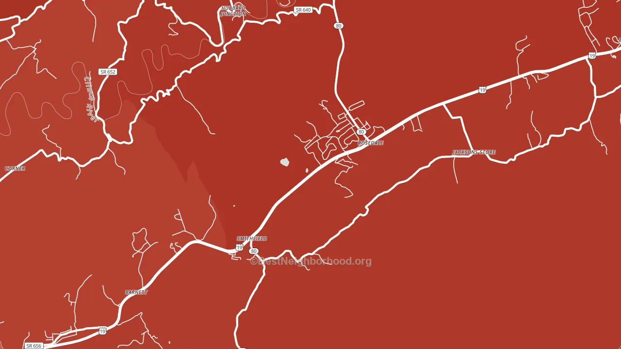 Rosedale, VA block-group political-lean map