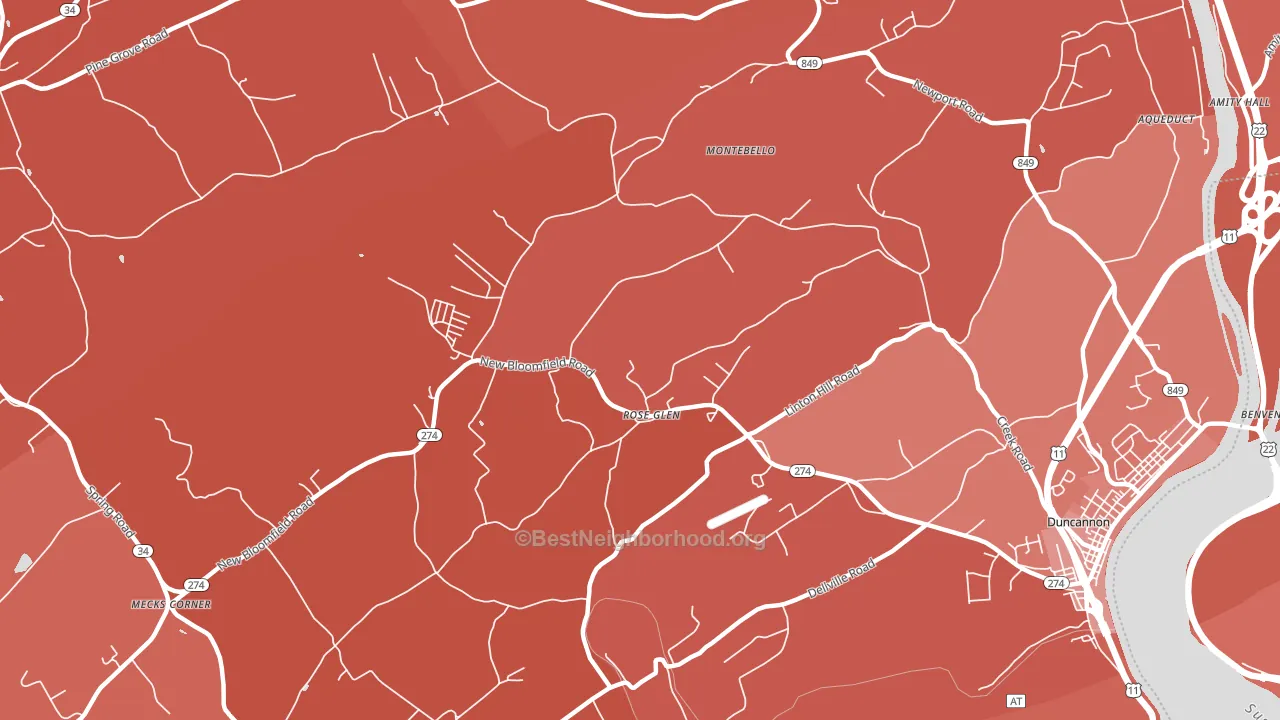 Roseglen, PA block-group political-lean map