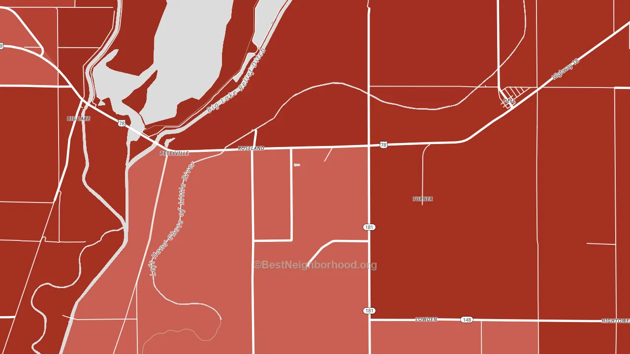 Roseland, AR block-group political-lean map