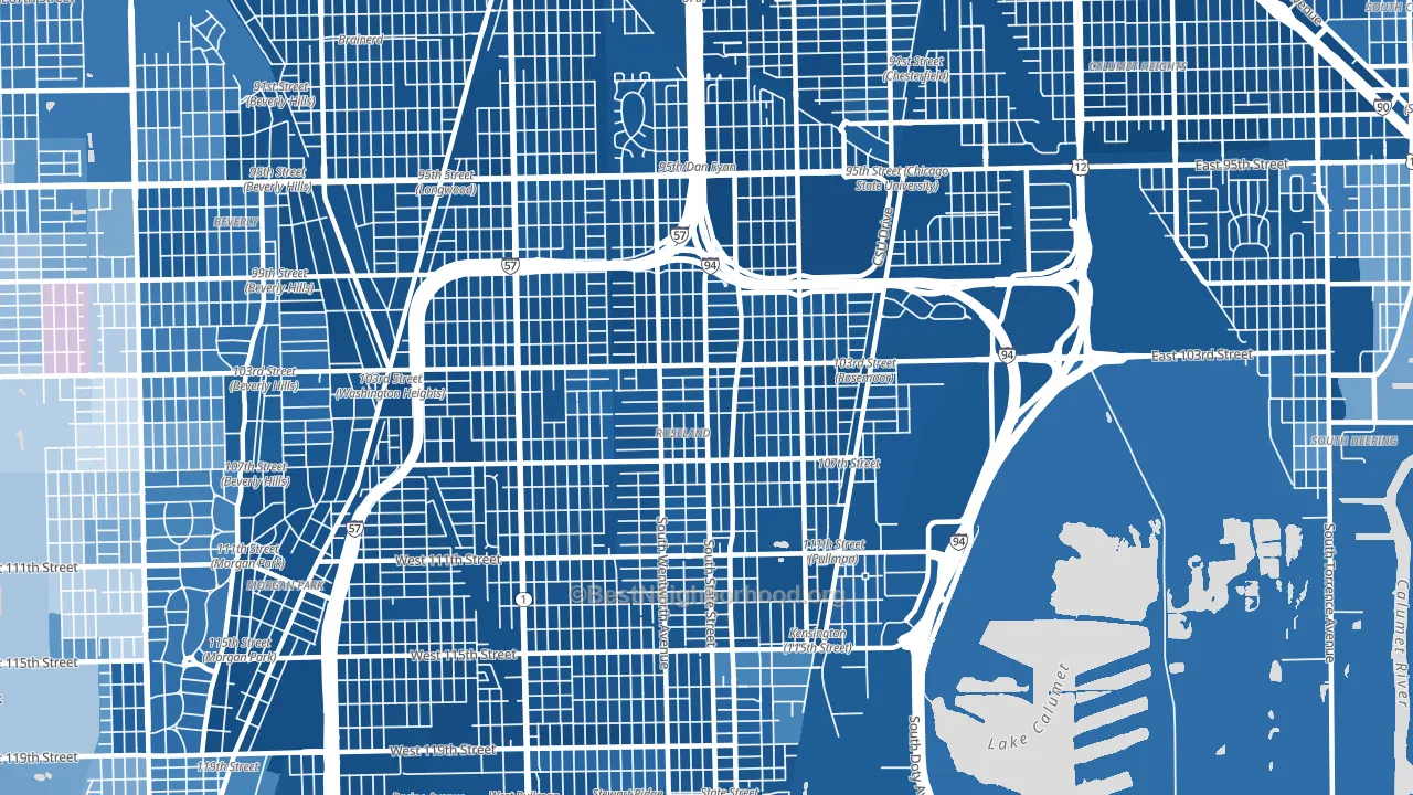 Roseland, Chicago, IL block-group political-lean map