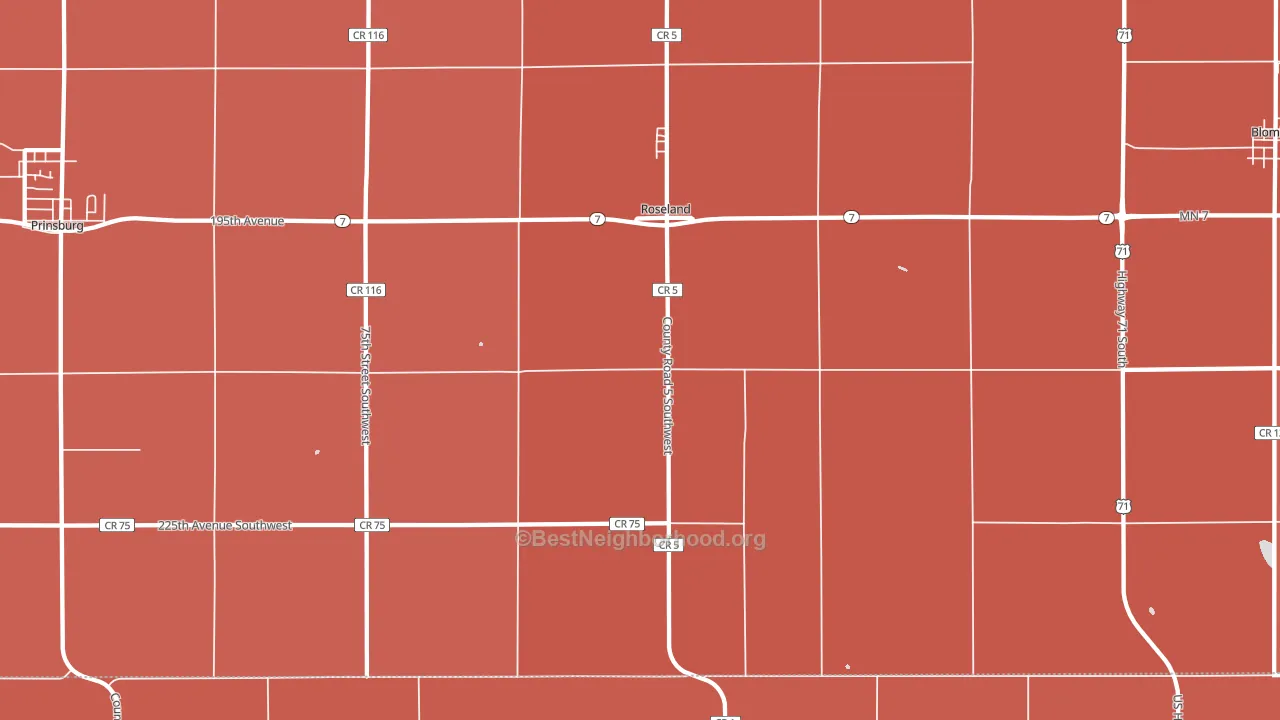 Roseland, MN block-group political-lean map