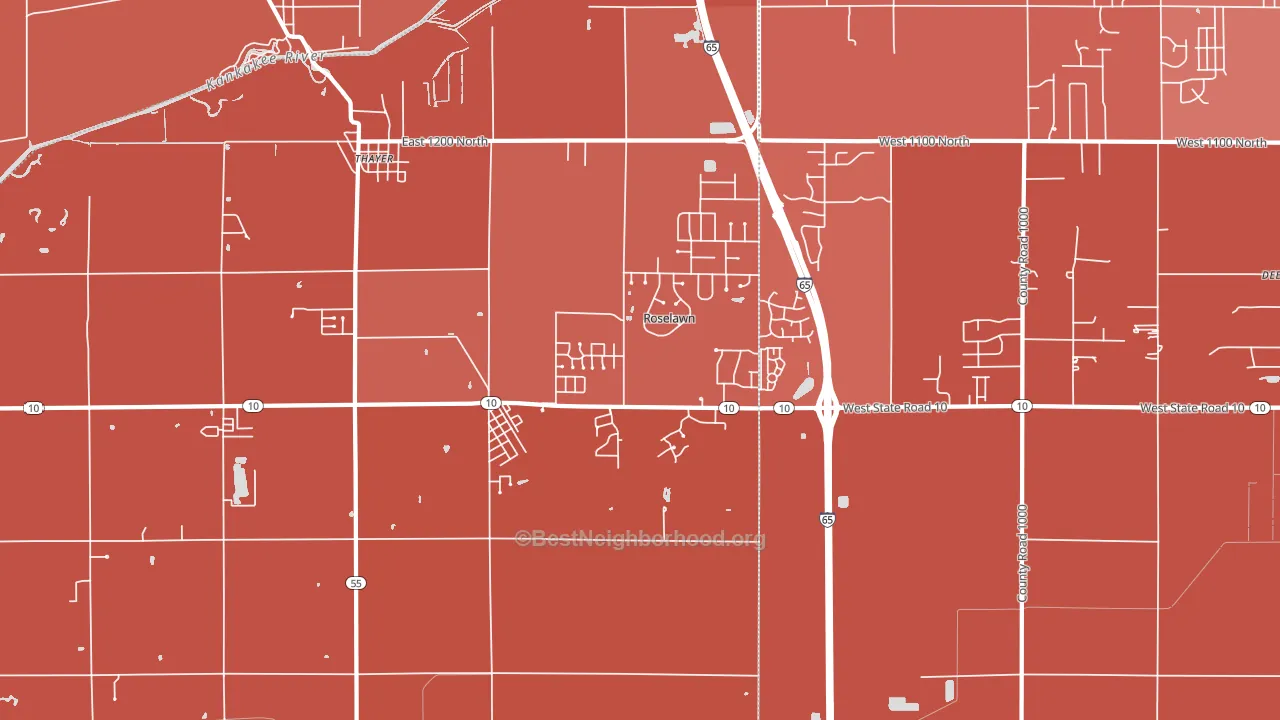 Roselawn, IN block-group political-lean map