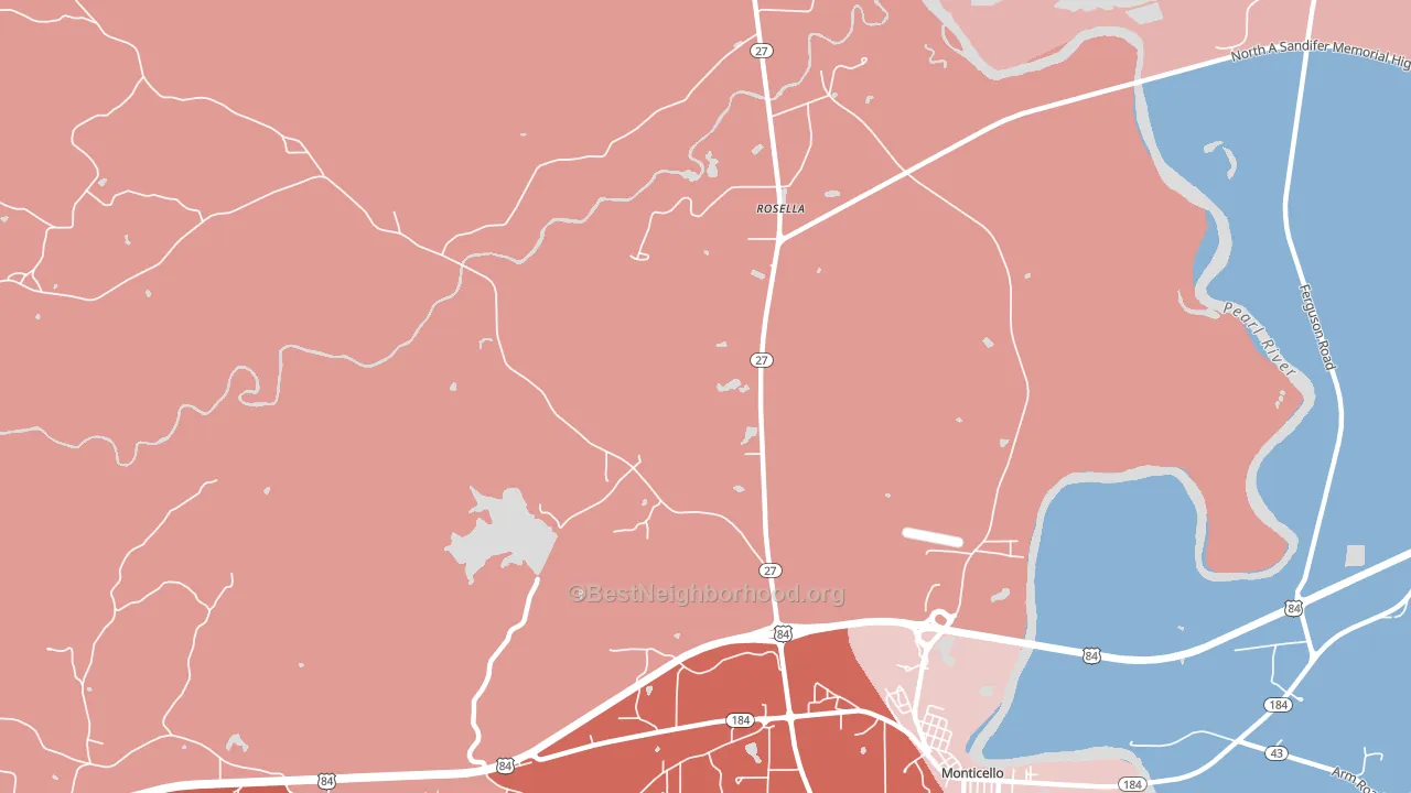 Rosella, MS block-group political-lean map