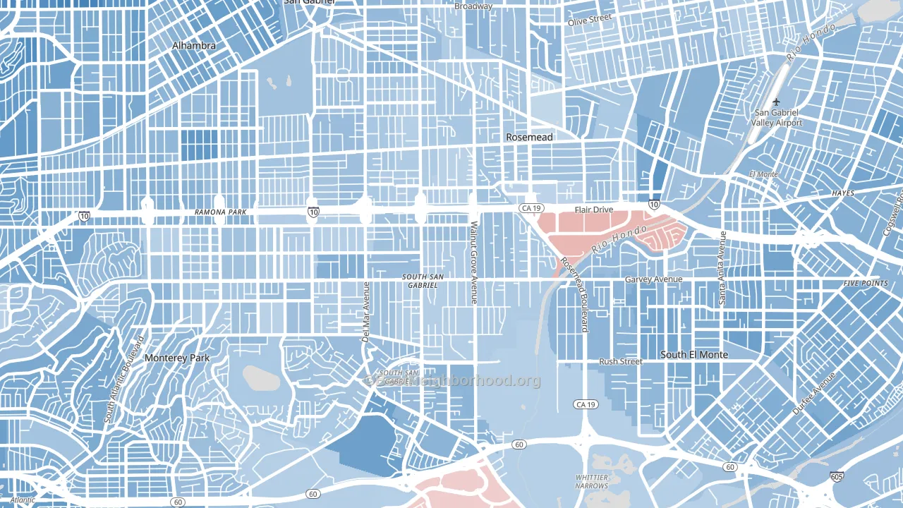 Rosemead, CA block-group political-lean map